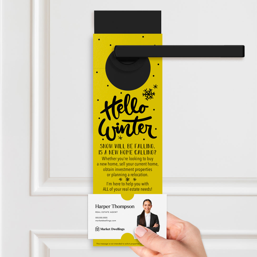 Hello Winter | Real Estate Door Hangers Holiday Door Hanger Market Dwellings