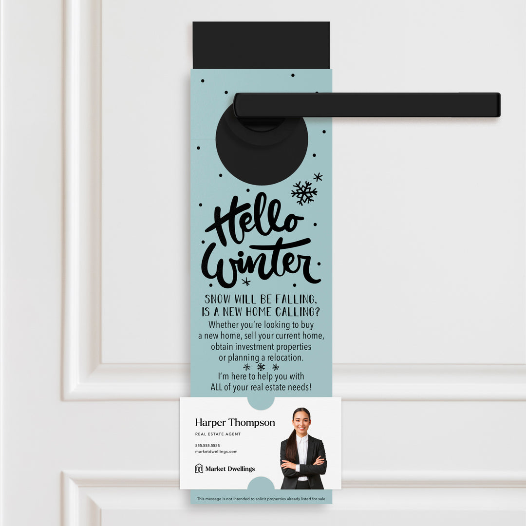 Hello Winter | Real Estate Door Hangers Holiday Door Hanger Market Dwellings LIGHT BLUE