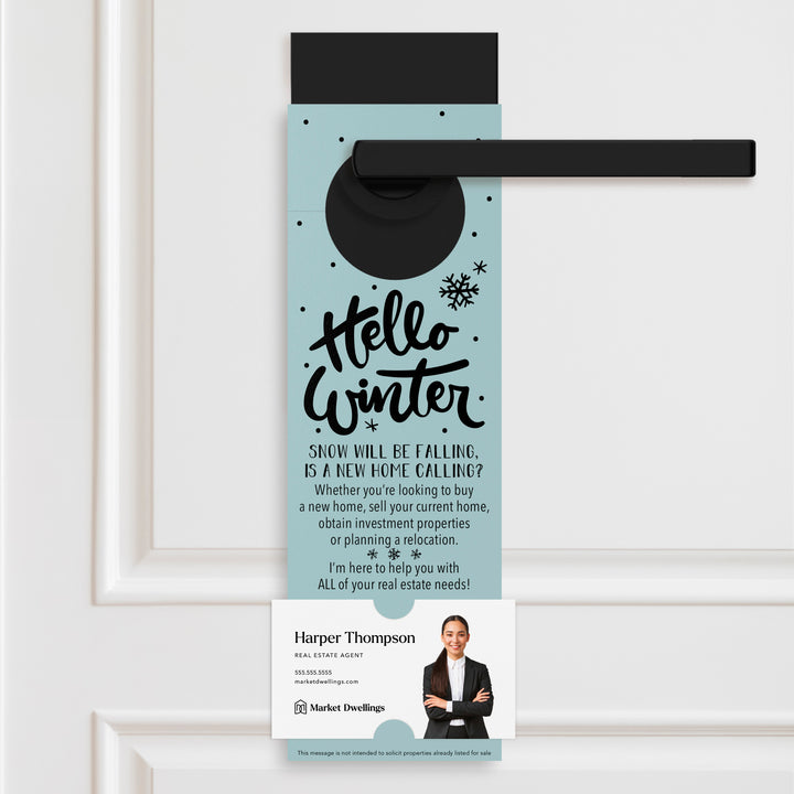 Hello Winter | Real Estate Door Hangers Holiday Door Hanger Market Dwellings LIGHT BLUE