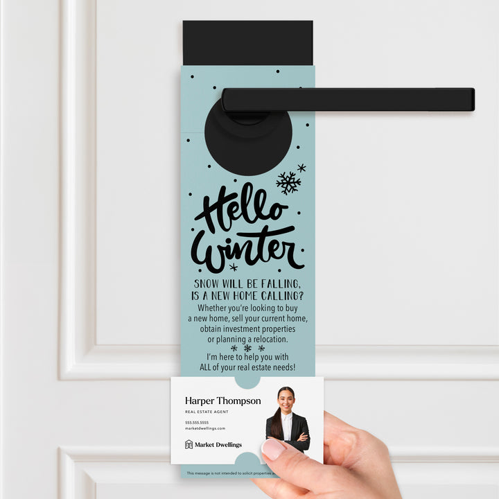 Hello Winter | Real Estate Door Hangers Holiday Door Hanger Market Dwellings