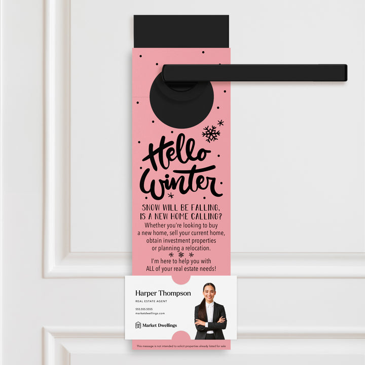Hello Winter | Real Estate Door Hangers Holiday Door Hanger Market Dwellings LIGHT PINK