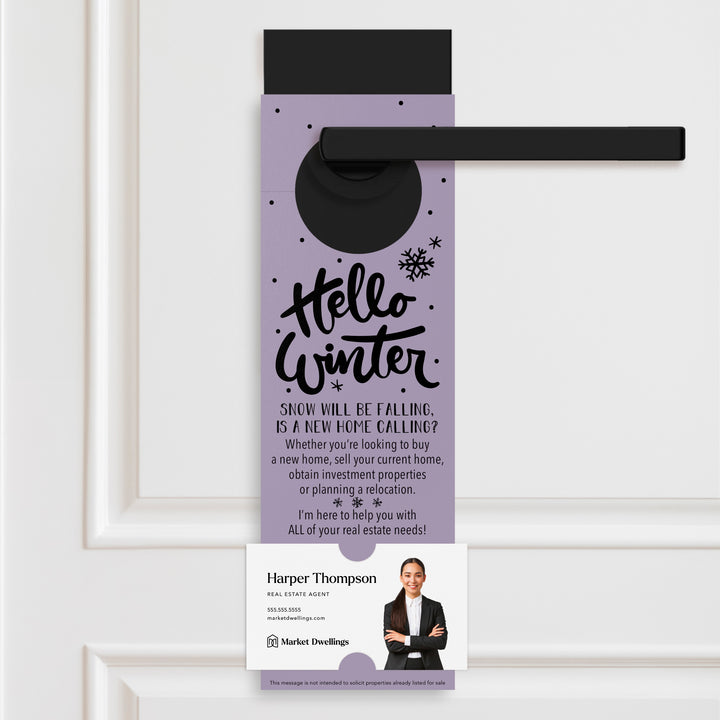 Hello Winter | Real Estate Door Hangers Holiday Door Hanger Market Dwellings LIGHT PURPLE