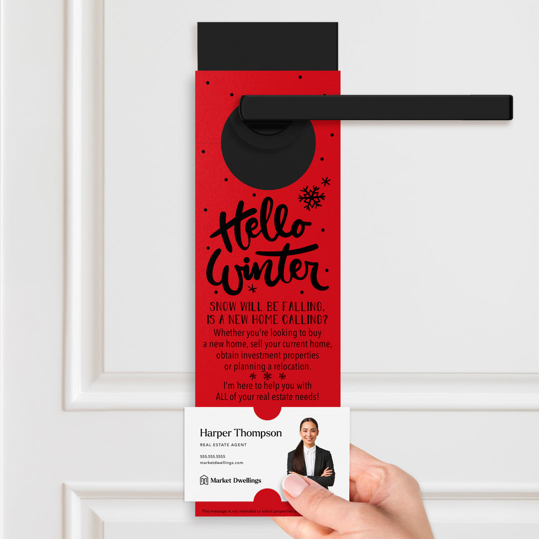 Hello Winter | Real Estate Door Hangers Holiday Door Hanger Market Dwellings
