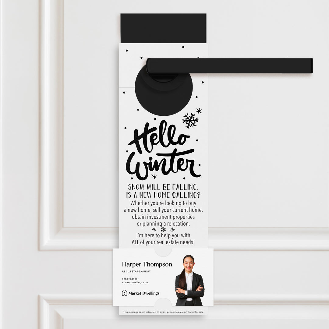 Hello Winter | Real Estate Door Hangers Holiday Door Hanger Market Dwellings WHITE