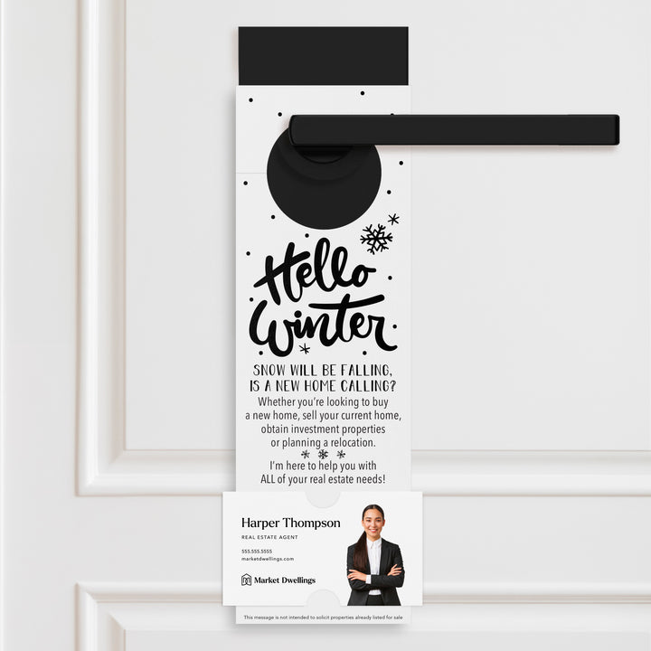 Hello Winter | Real Estate Door Hangers Holiday Door Hanger Market Dwellings WHITE