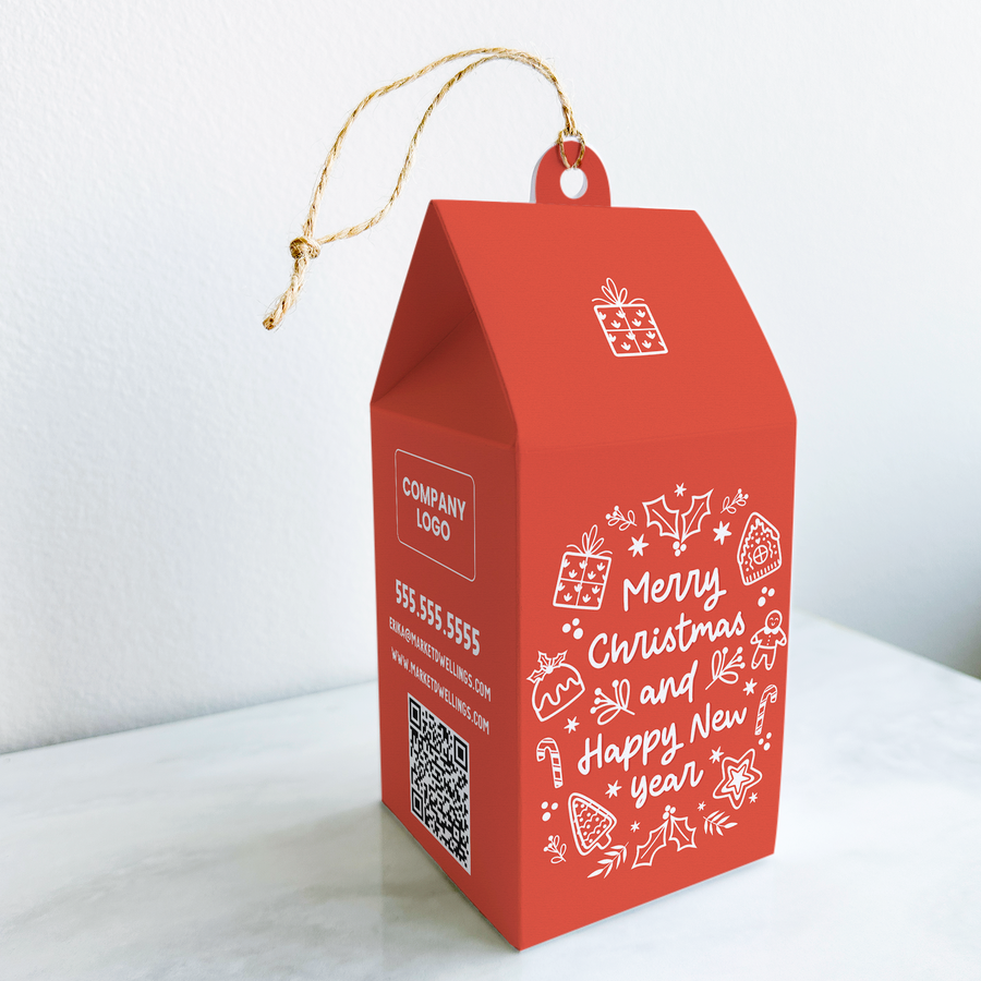 Merry Christmas and Happy New Year Pop By Box | Real Estate | 20-BX1-AB Holiday Pop By Box Market Dwellings REGAL RED
