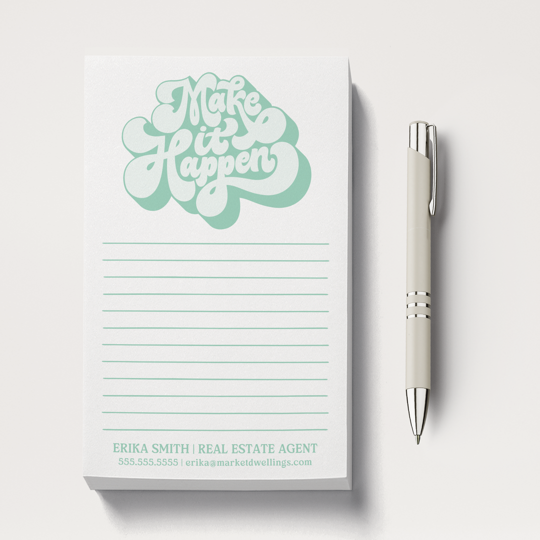 Set of Customizable Make It Happen Notepads | 5 x 8in | 50 Tear-Off Sheets | 7-SNP-CD Notepad Market Dwellings SEAFOAM 50 Sheets No