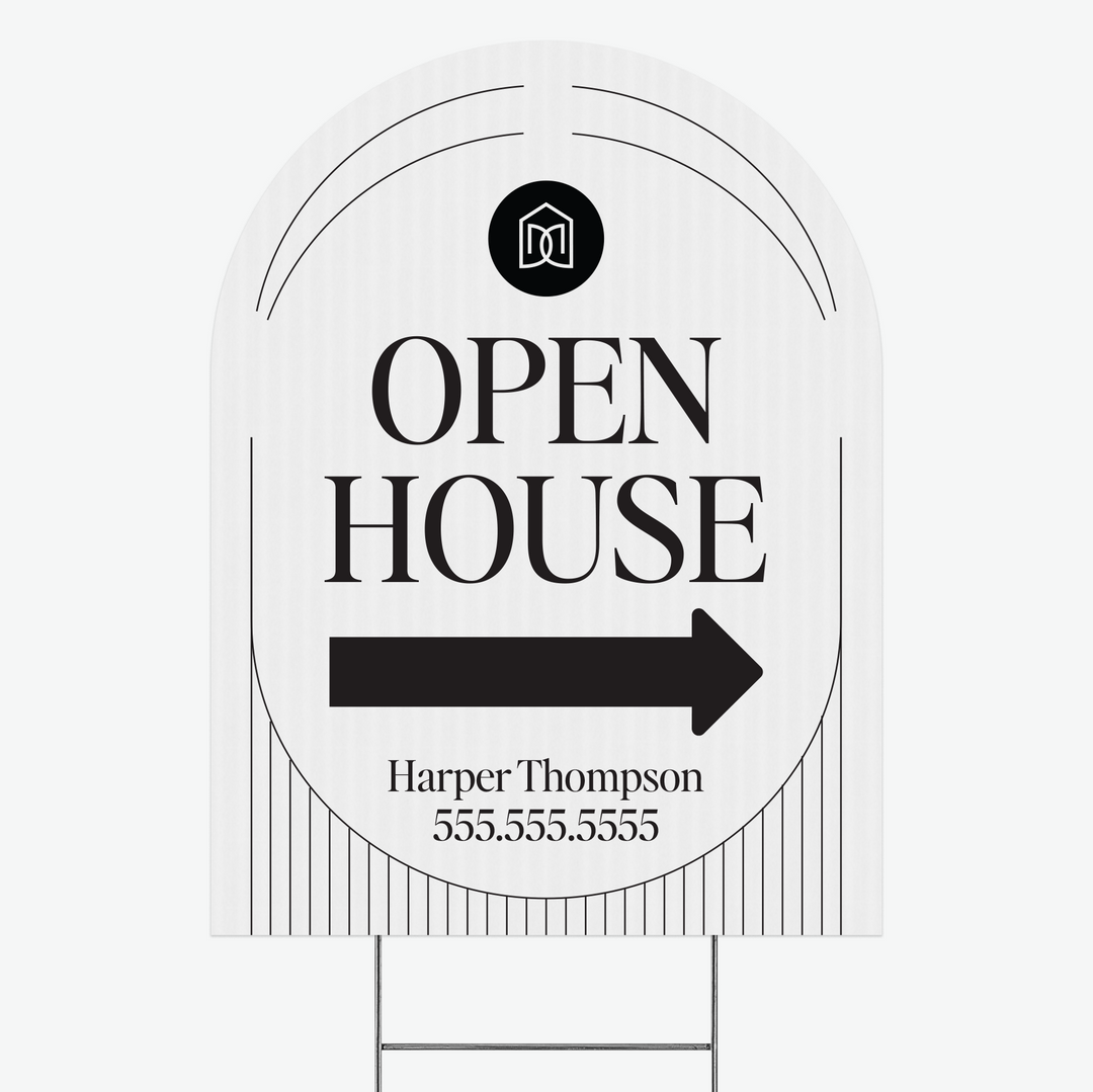 Customizable | Arch Real Estate Yard Sign | DSY1-A-1 Yard Sign Market Dwellings OPEN HOUSE WHITE