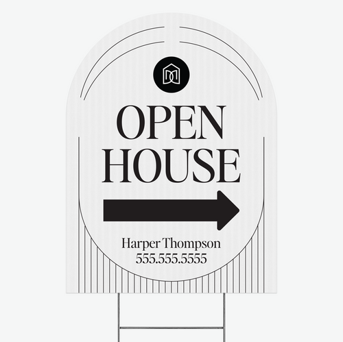 Arch Real Estate Yard Sign Yard Sign Market Dwellings OPEN HOUSE WHITE 1