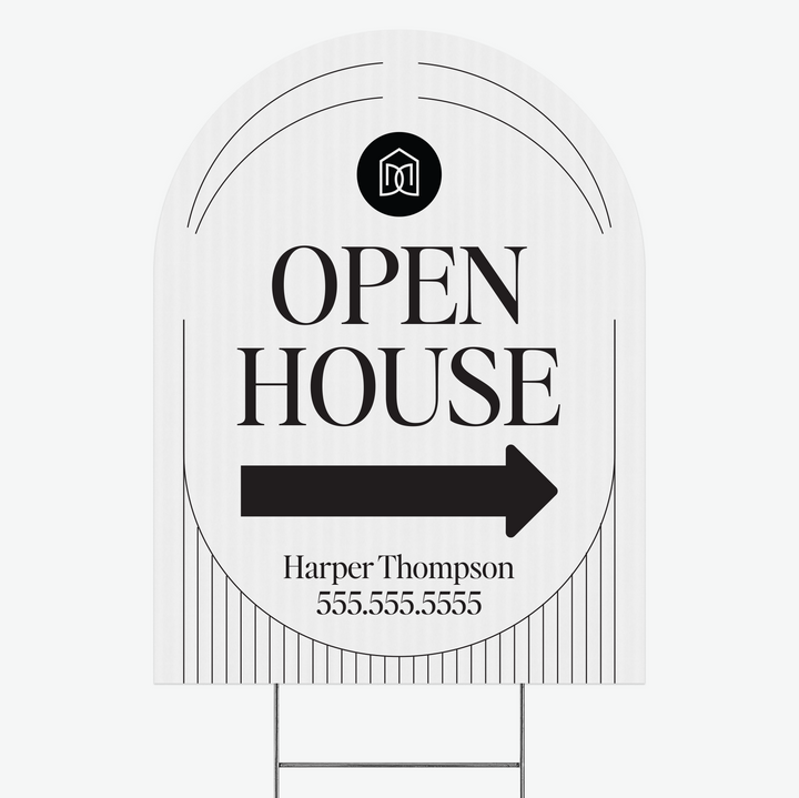 Customizable | Arch Real Estate Yard Sign | DSY1-A-1 Yard Sign Market Dwellings OPEN HOUSE WHITE