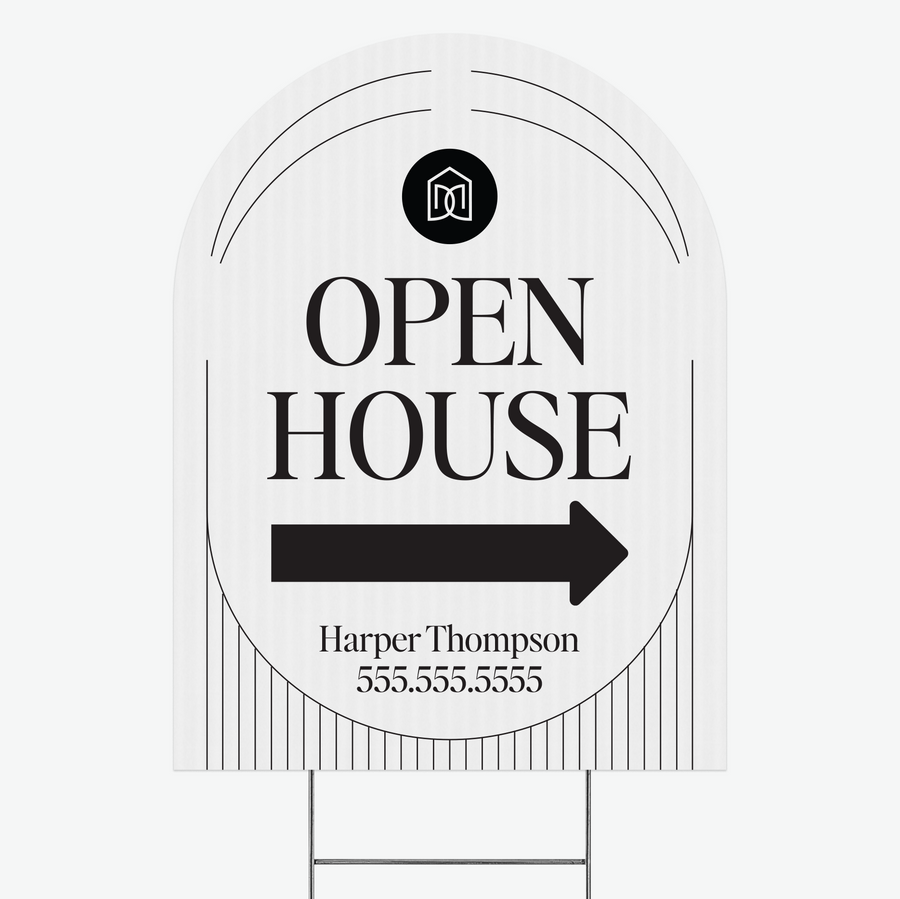 Customizable | Arch Real Estate Yard Sign | DSY1-A-1 Yard Sign Market Dwellings OPEN HOUSE WHITE