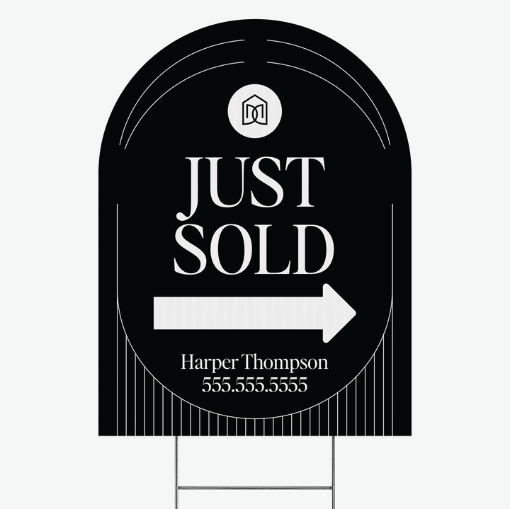 Customizable | Arch Real Estate Yard Sign | DSY1-A-1 Yard Sign Market Dwellings JUST SOLD BLACK