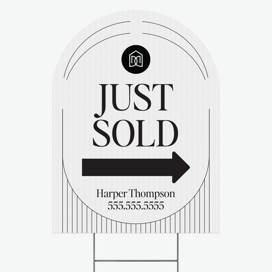 Customizable | Arch Real Estate Yard Sign | DSY1-A-1 Yard Sign Market Dwellings JUST SOLD WHITE