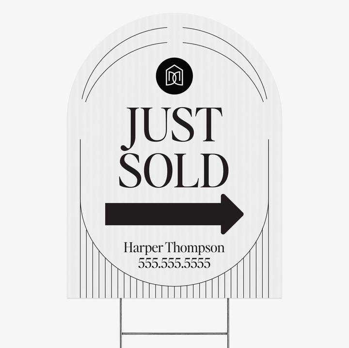 Customizable | Arch Real Estate Yard Sign | DSY1-A-1 Yard Sign Market Dwellings JUST SOLD WHITE