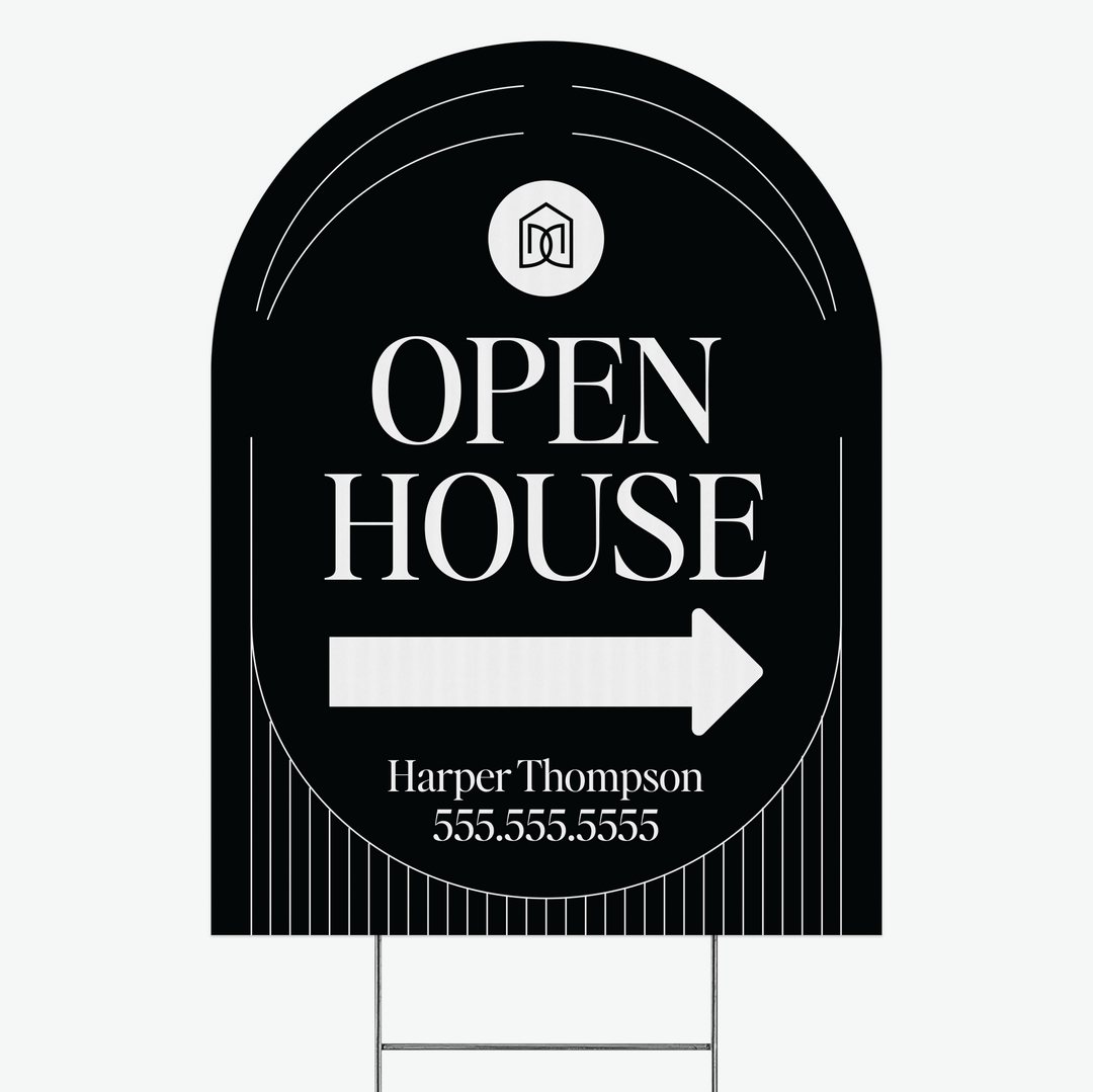 Customizable | Arch Real Estate Yard Sign | DSY1-A-1 Yard Sign Market Dwellings OPEN HOUSE BLACK