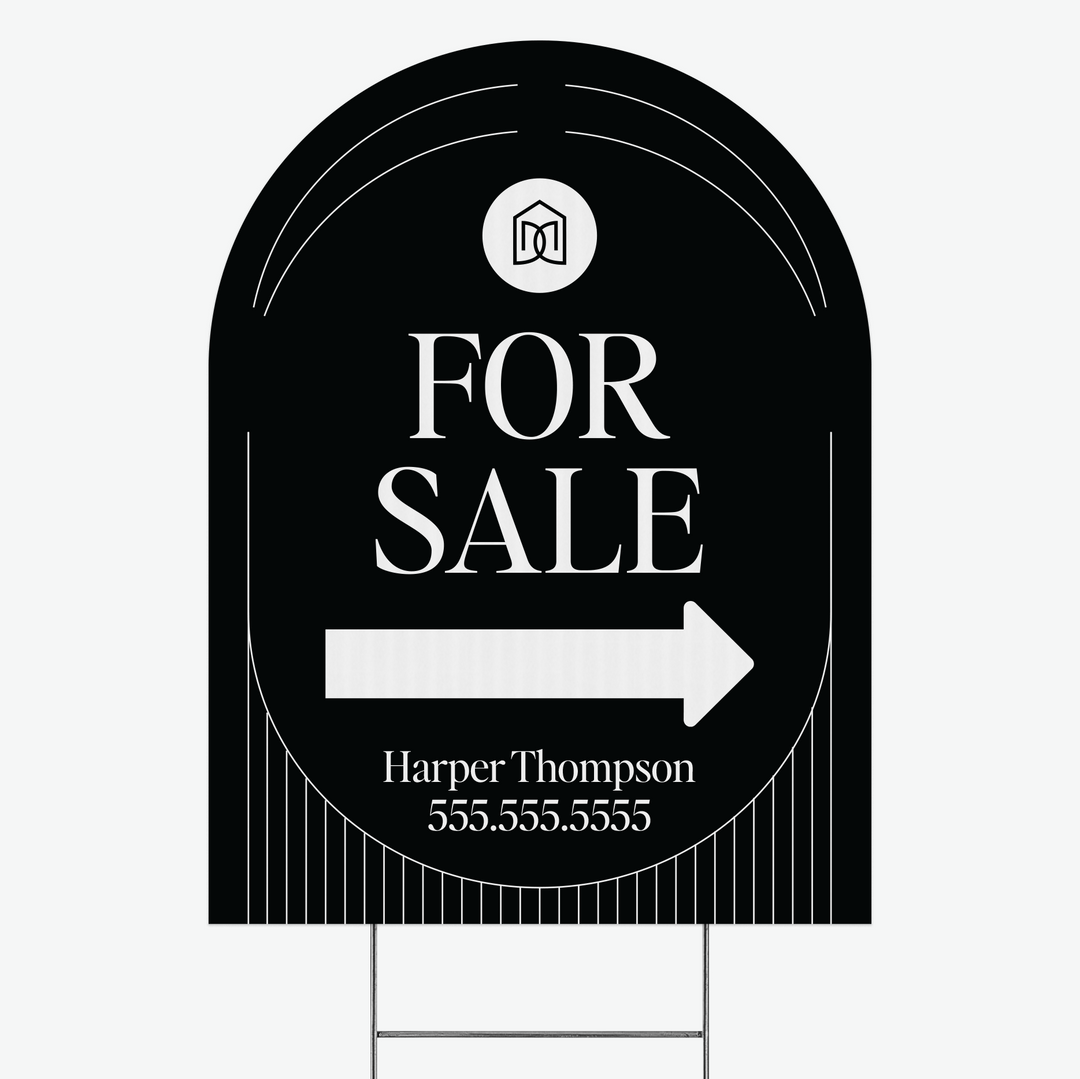 Customizable | Arch Real Estate Yard Sign | DSY1-A-1 Yard Sign Market Dwellings FOR SALE BLACK