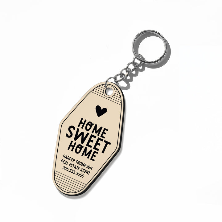 Customizable Home Sweet Home Keychains Keychain Market Dwellings BEIGE SILVER
