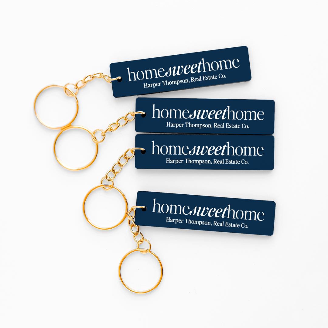 Customizable Home Sweet Home Keychains Keychain Market Dwellings BLUE GOLD