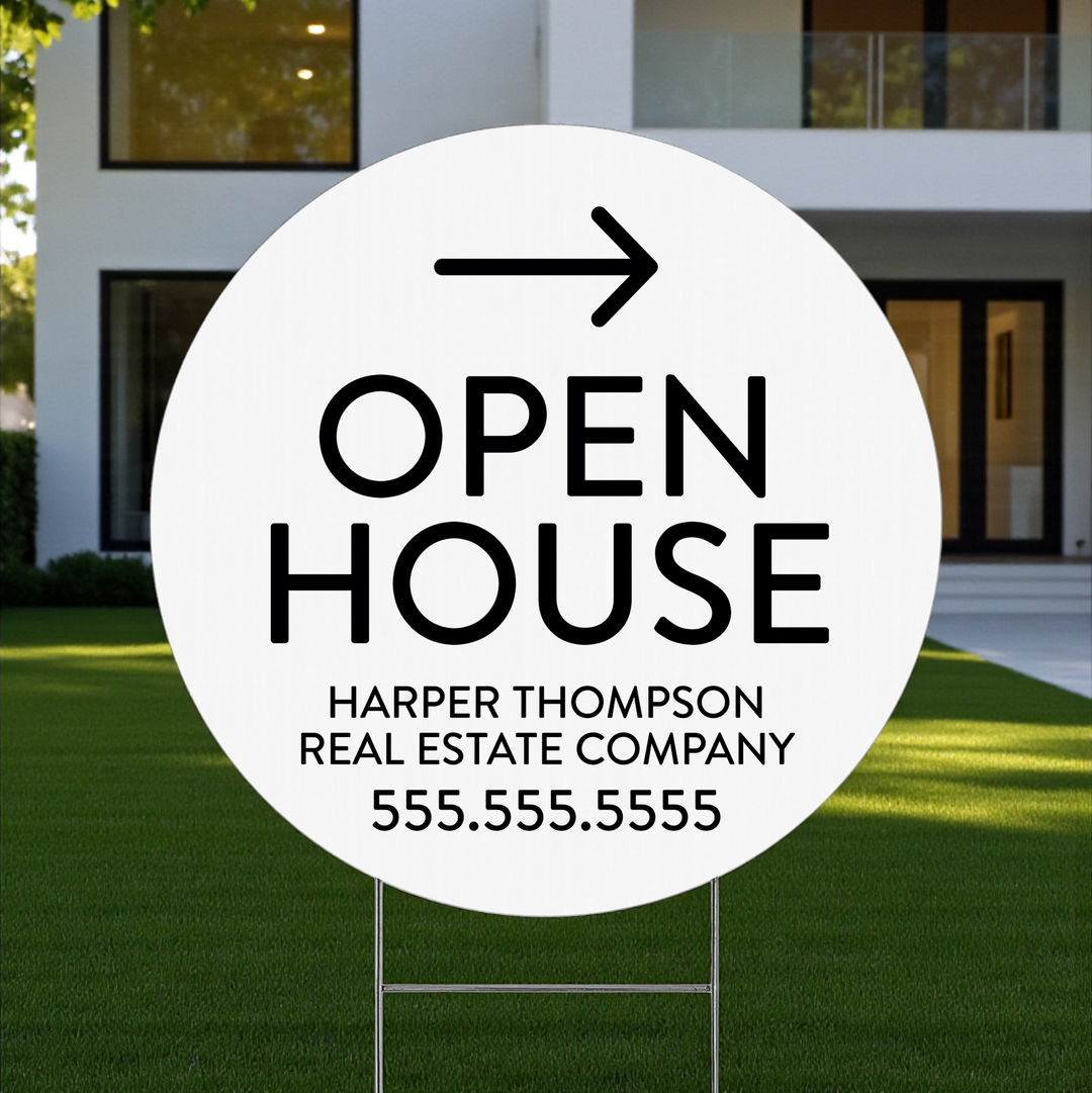 Customizable | Directional Open House Circle Real Estate Yard Sign Directional Sign Market Dwellings