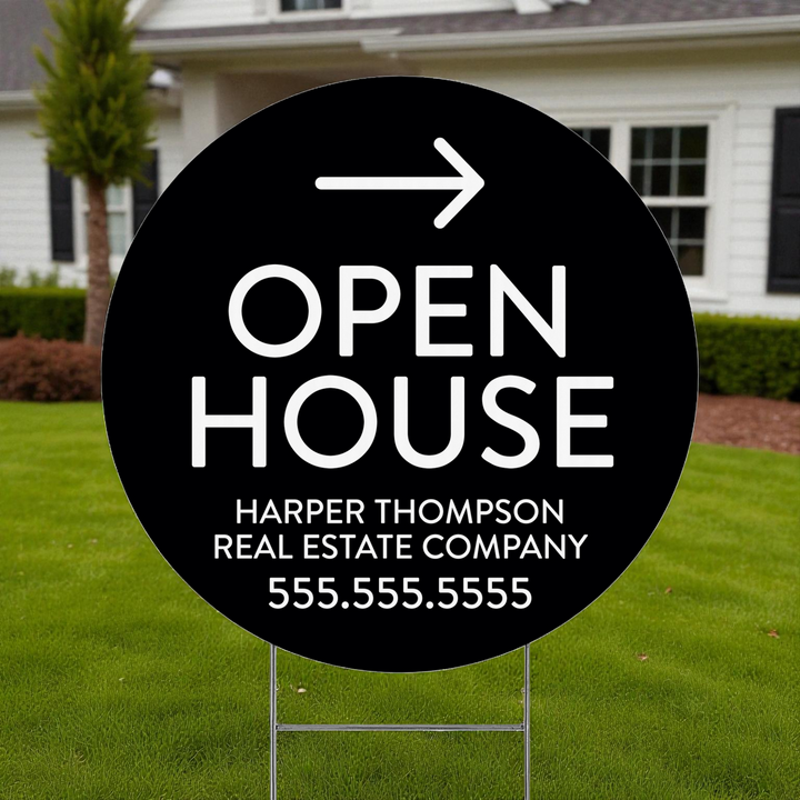 Customizable | Directional Open House Circle Real Estate Yard Sign Directional Sign Market Dwellings