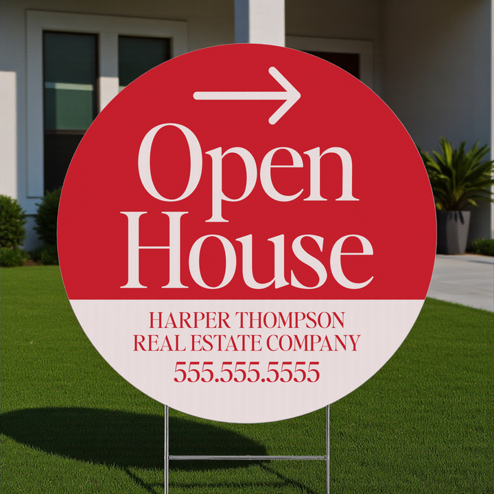 Customizable | Directional Open House Circle Real Estate Yard Sign Directional Sign Market Dwellings