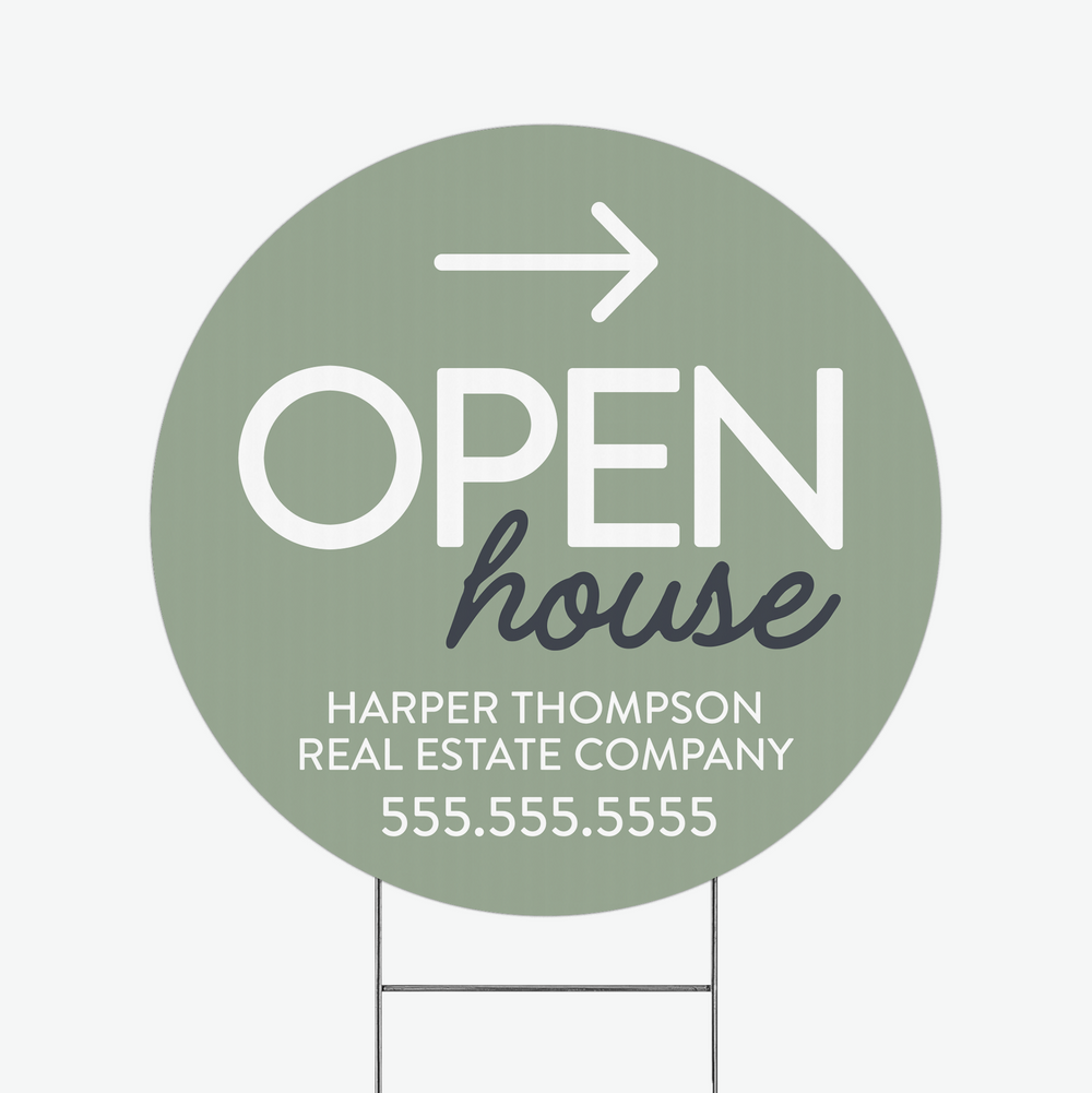 Customizable | Directional Open House Circle Real Estate Yard Sign Directional Sign Market Dwellings SAGE