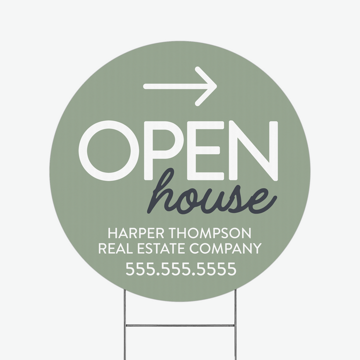 Customizable | Directional Open House Circle Real Estate Yard Sign Directional Sign Market Dwellings SAGE