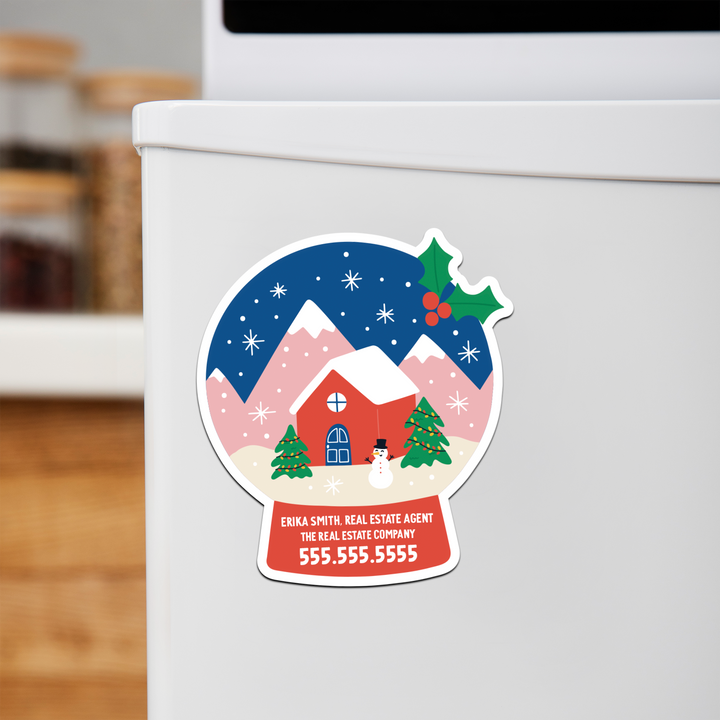 Customizable | Holiday Snow Globe Refrigerator Magnets | DSM-20-AB Magnet Market Dwellings COBALT