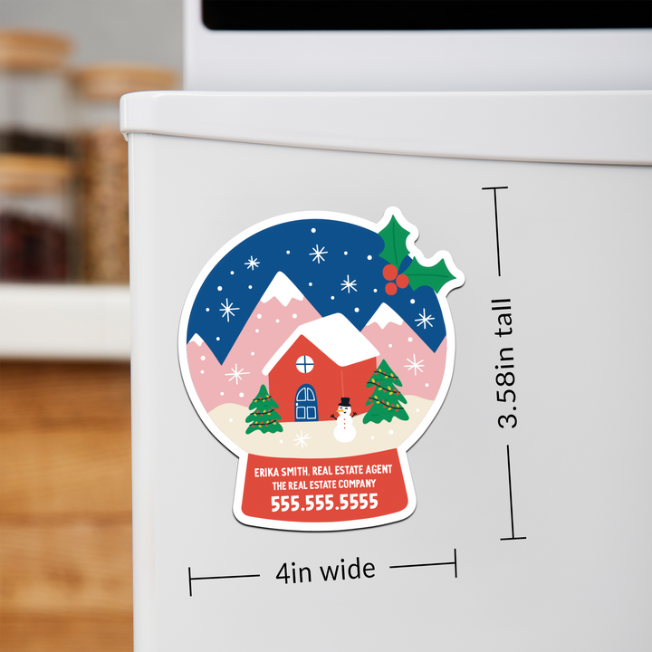 Customizable | Holiday Snow Globe Refrigerator Magnets | DSM-20-AB Magnet Market Dwellings