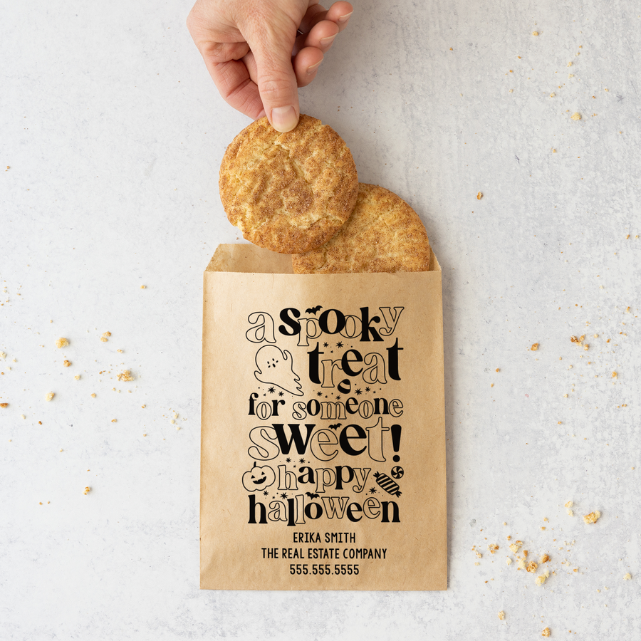 Customizable | Set of A Spooky Treat For Someone Sweet Treat Bags | 25-BB Bakery Bag Market Dwellings