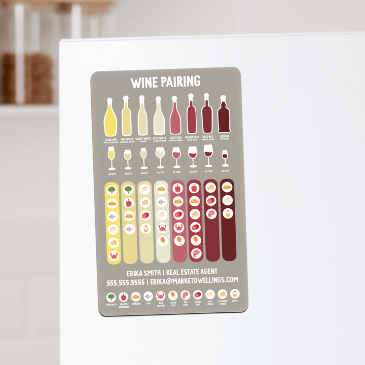 Customizable | Wine Pairing Guide Refrigerator Magnets | DSM-14-AB Magnet Market Dwellings GREIGE  