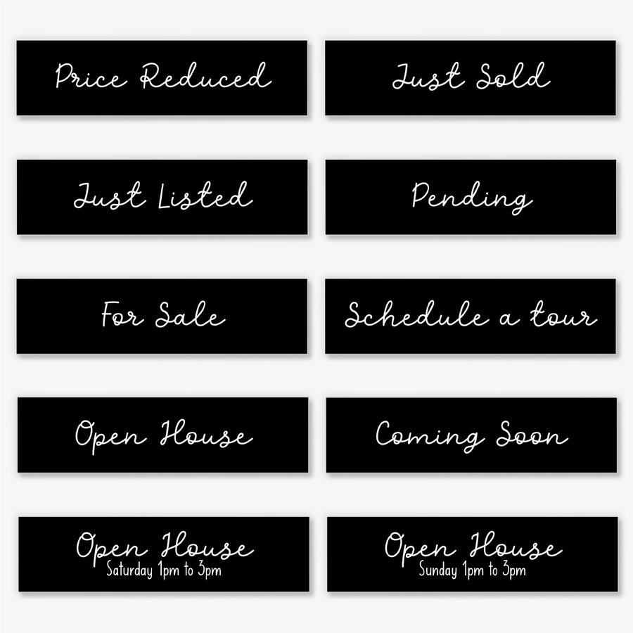 Set of 10 | Customizable Real Estate Sign Riders | DSR-4 Sign Rider Market Dwellings