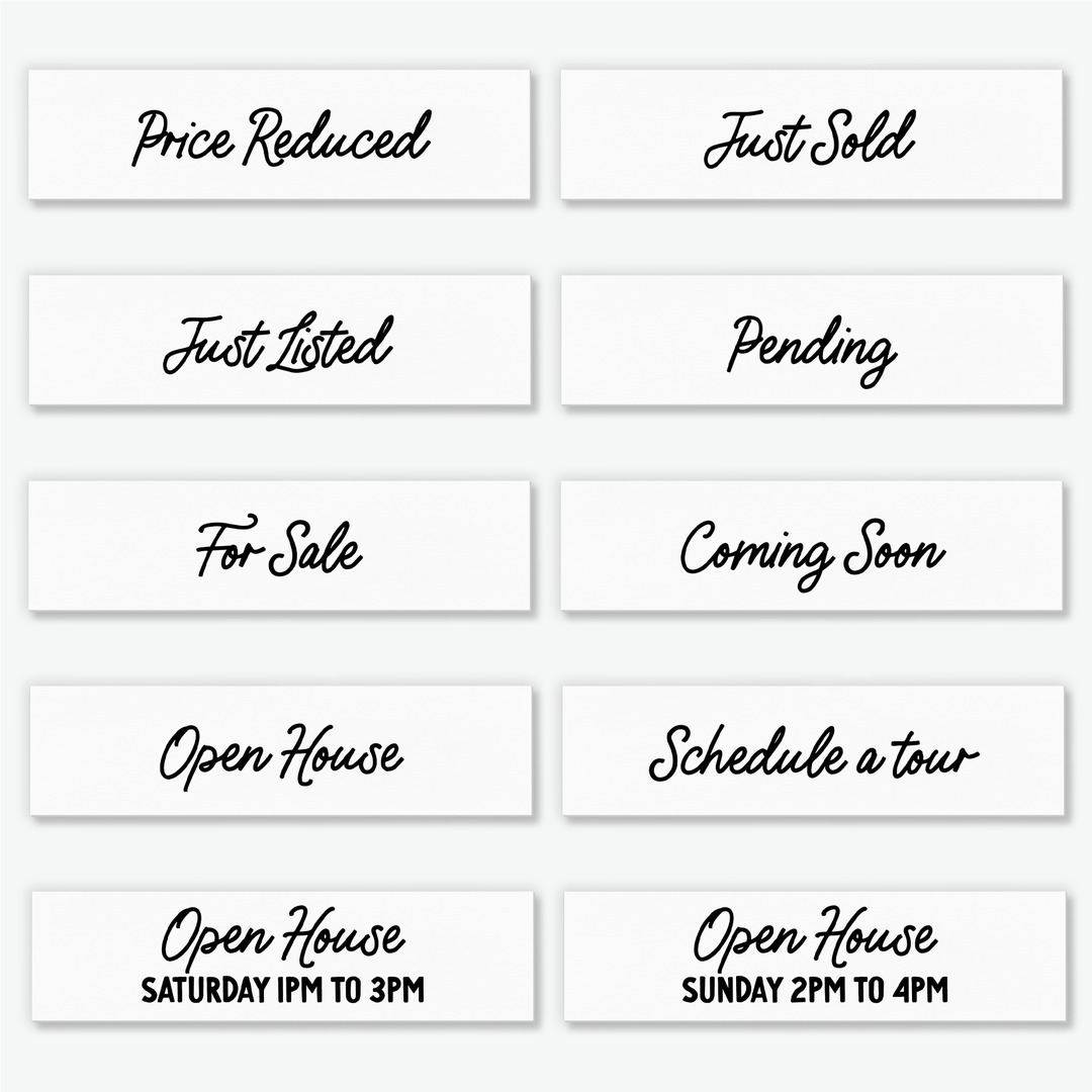 Set of 10 | Customizable Real Estate Sign Riders | DSR-5 Sign Rider Market Dwellings