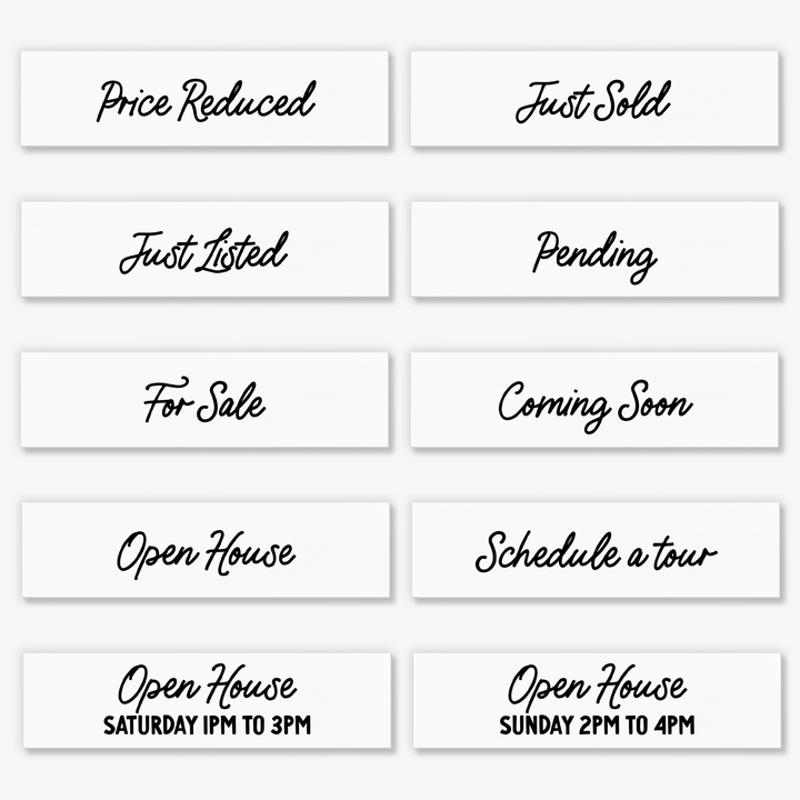 Set of 10 | Customizable Real Estate Sign Riders | DSR-5 Sign Rider Market Dwellings