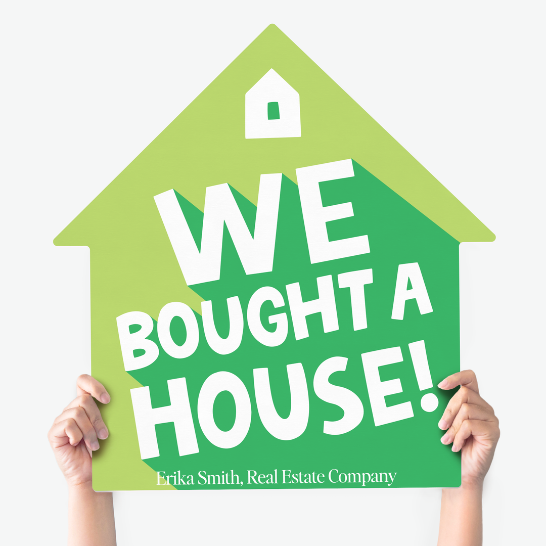 Customizable | Closing Day Real Estate House Sign | Photo Prop | DSY3 House Sign Market Dwellings WE BOUGHT A HOUSE! LIGHT OLIVE
