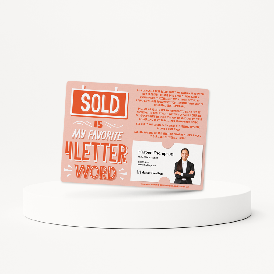 Set of Sold Is My Favorite 4 Letter Word | Mailers | Envelopes Included | M161-M003 Mailer Market Dwellings   
