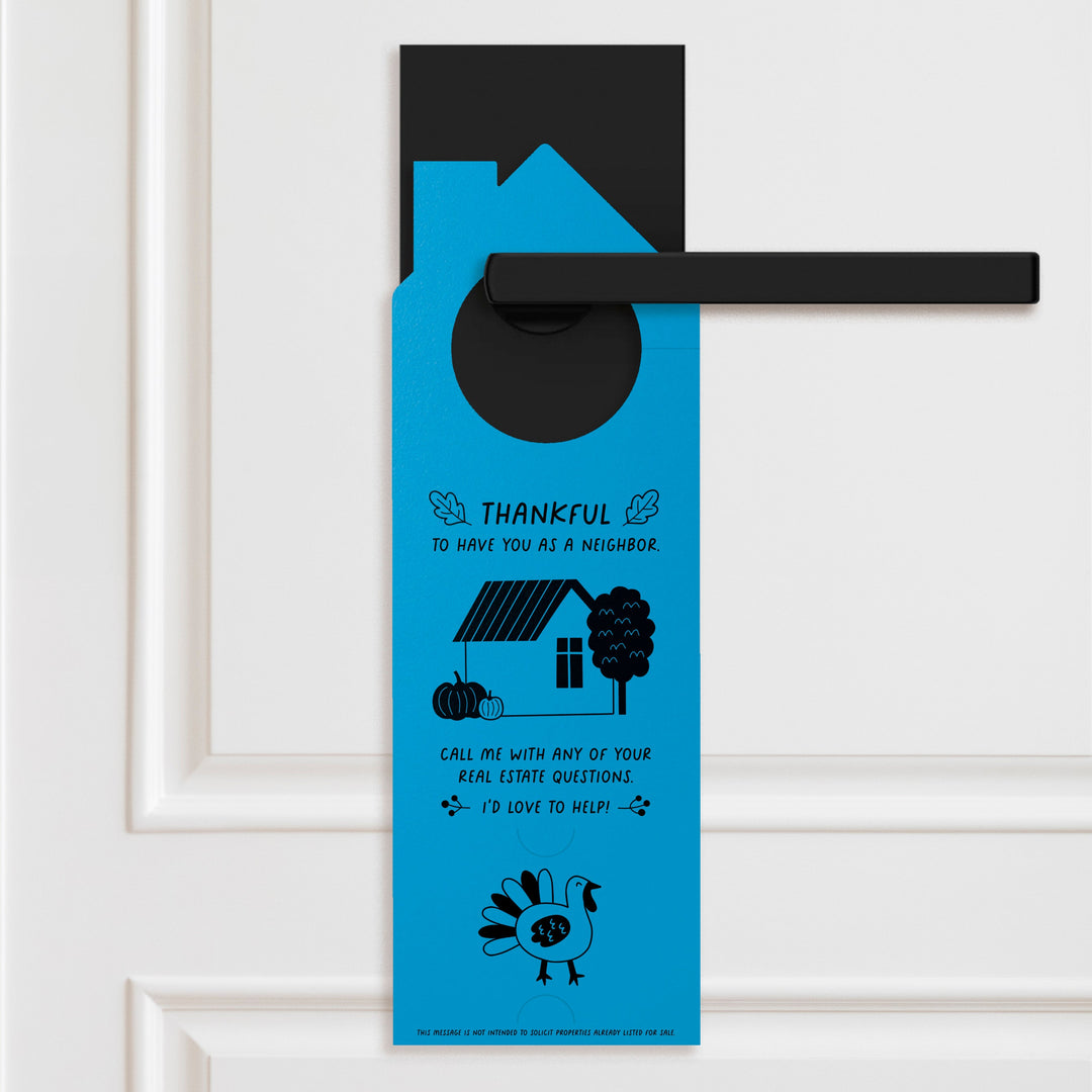 Happy Thanksgiving | Real Estate Neighbor Door Hangers | 115-DH002 Door Hanger Market Dwellings LEMON
