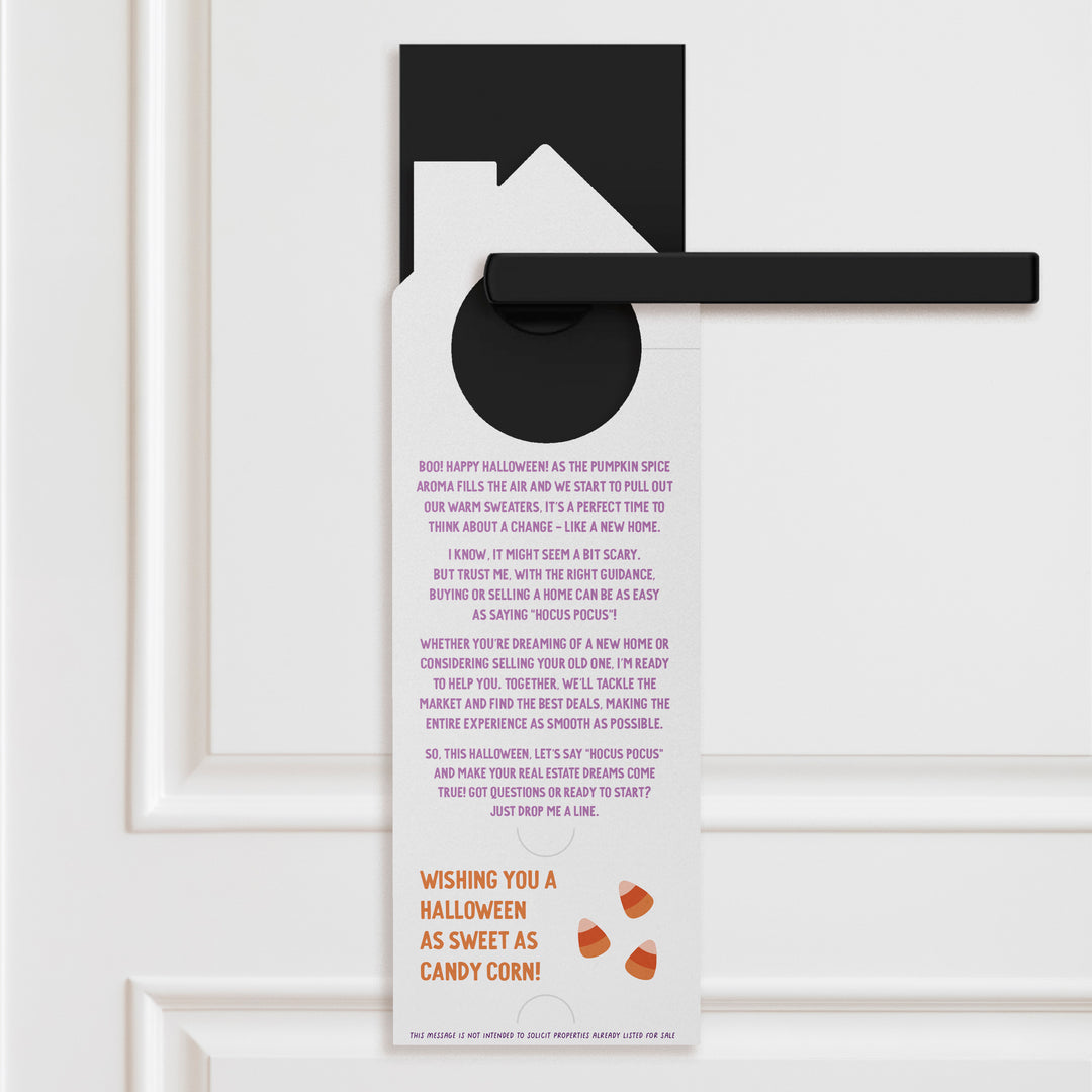 Hocus Pocus! Let's Make Your Real Estate Dreams Come True This Halloween! Door Hangers Holiday Door Hanger Market Dwellings