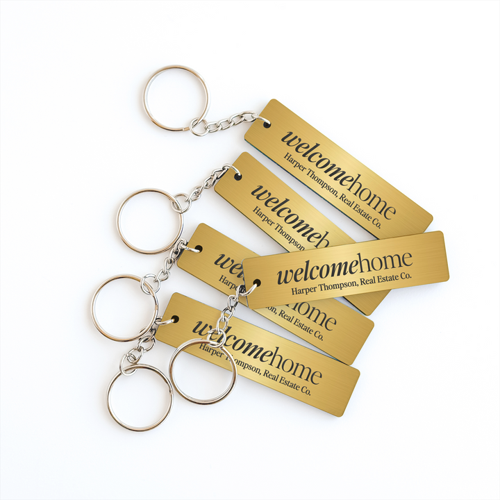 Customizable Welcome Home Keychains Keychain Market Dwellings GOLD SILVER