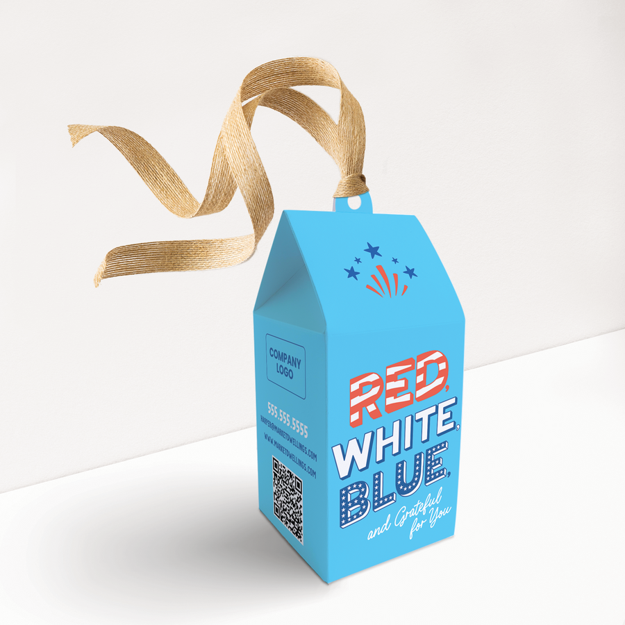 Red, White, Blue and Grateful For You 4th Of July Pop By Box | Real Estate | 62-BX1-AB Holiday Pop By Box Market Dwellings BRIGHT BLUE