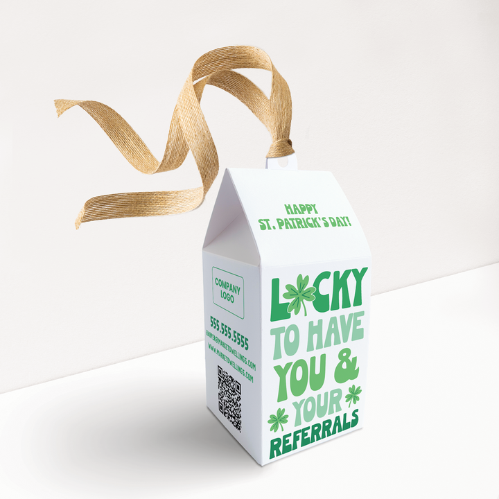 Lucky To Have You And Your Referrals St. Patrick's Day Pop By Box | Real Estate | 43-BX1-AB Holiday Pop By Box Market Dwellings WHITE