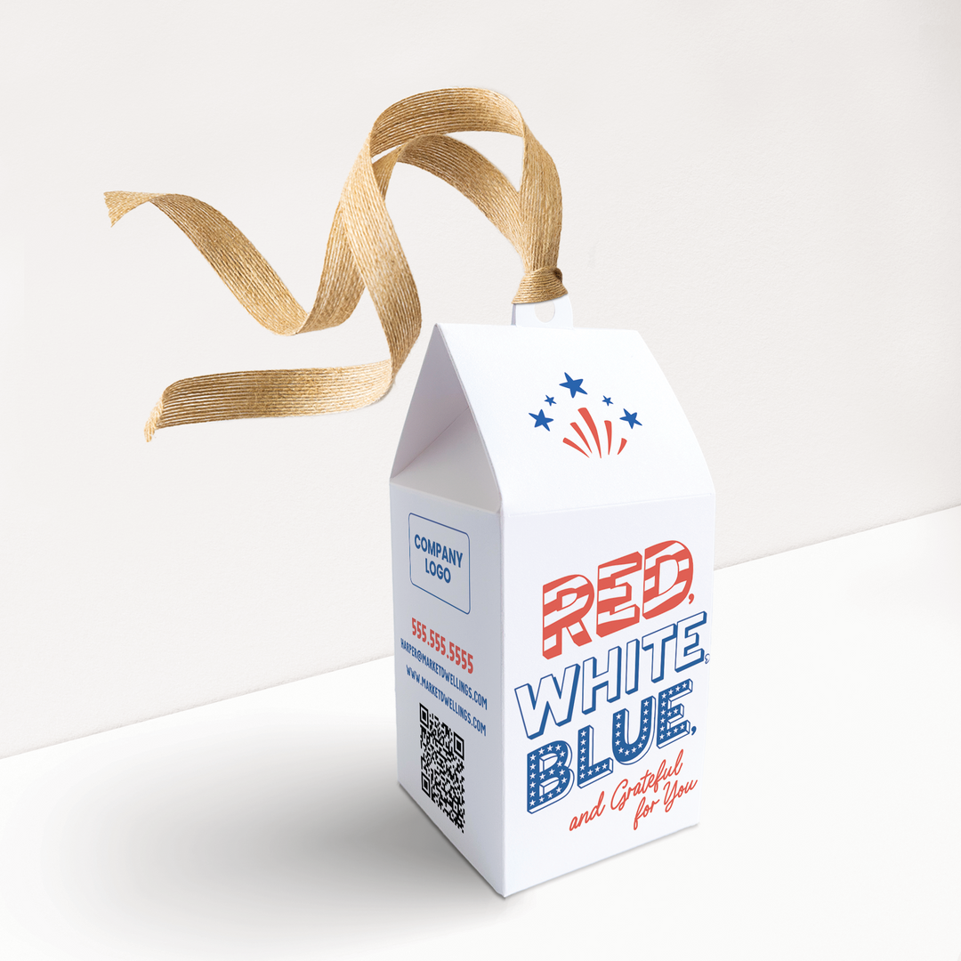 Red, White, Blue and Grateful For You 4th Of July Pop By Box | Real Estate | 62-BX1-AB Holiday Pop By Box Market Dwellings WHITE