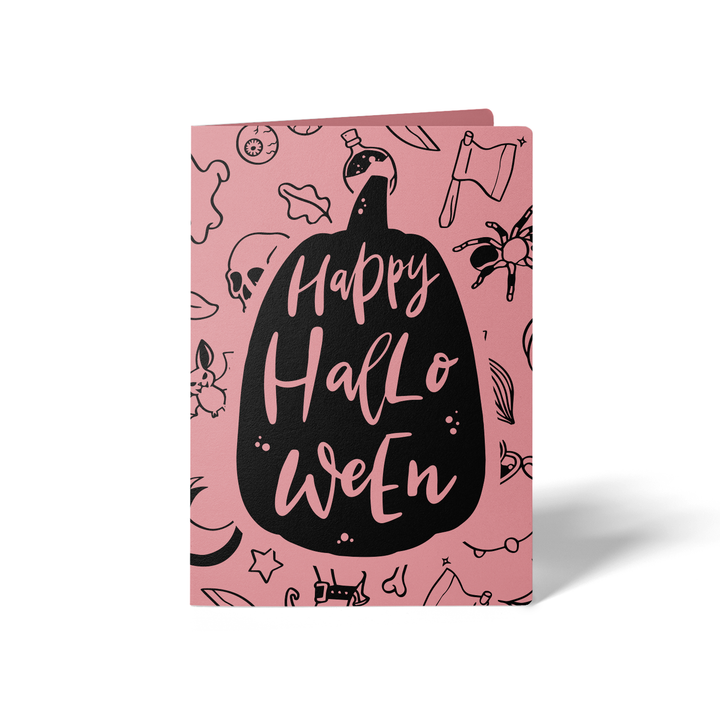 Set of Happy Halloween Greeting Cards | Envelopes Included Greeting Card Market Dwellings LIGHT PINK