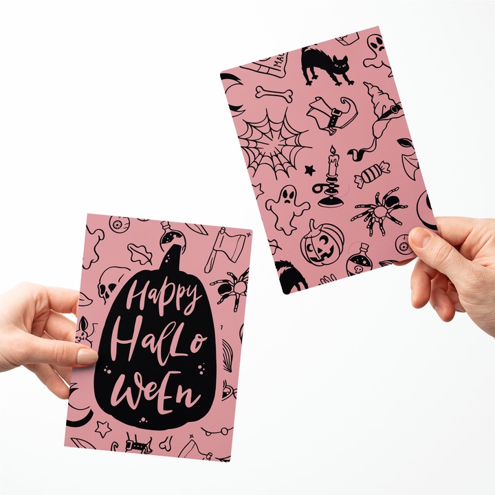 Set of Happy Halloween Greeting Cards | Envelopes Included