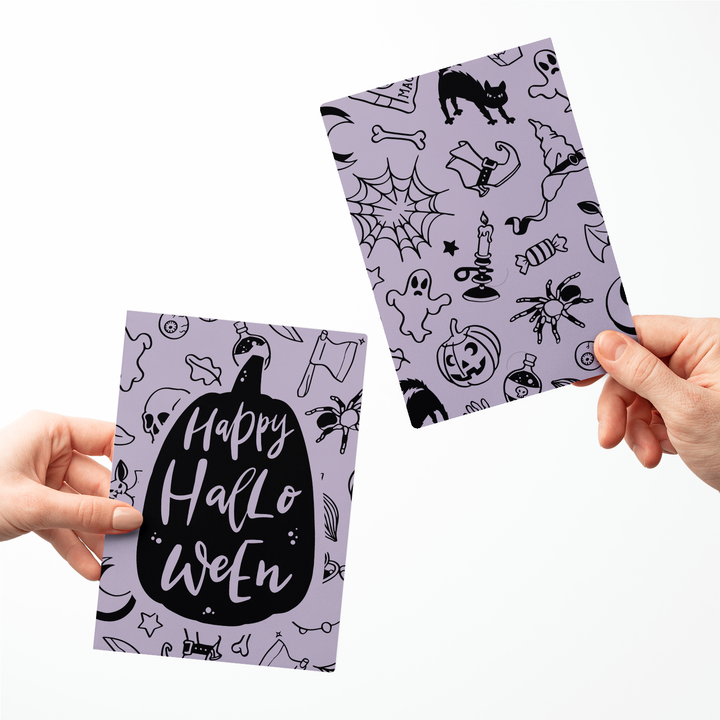 Set of Happy Halloween Greeting Cards | Envelopes Included