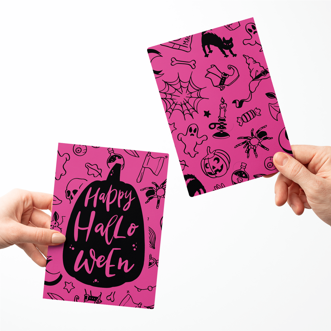 Set of Happy Halloween Greeting Cards | Envelopes Included