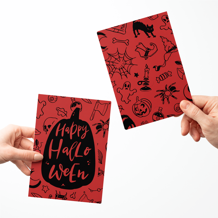 Set of Happy Halloween Greeting Cards | Envelopes Included