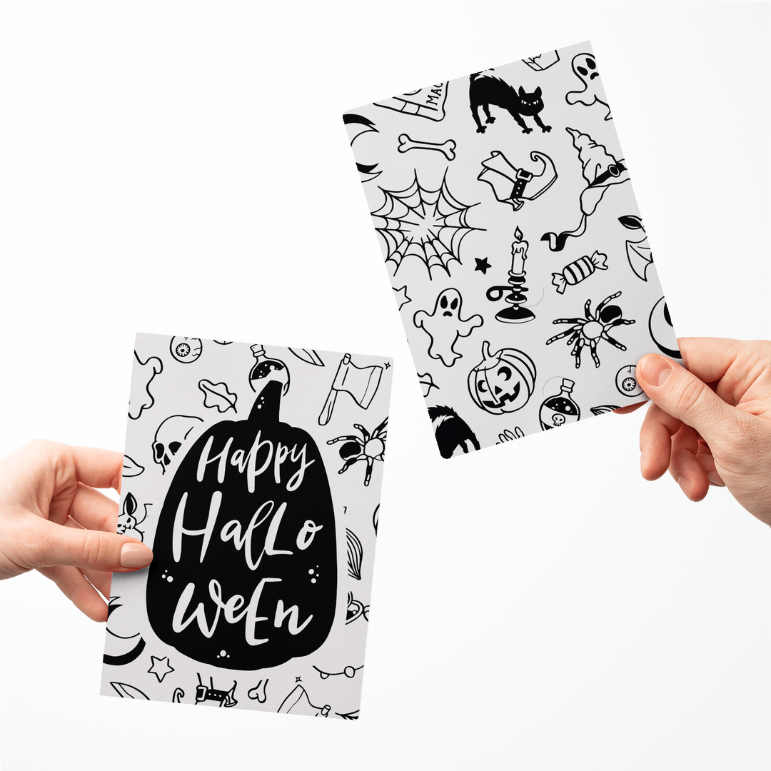 Set of Happy Halloween Greeting Cards | Envelopes Included