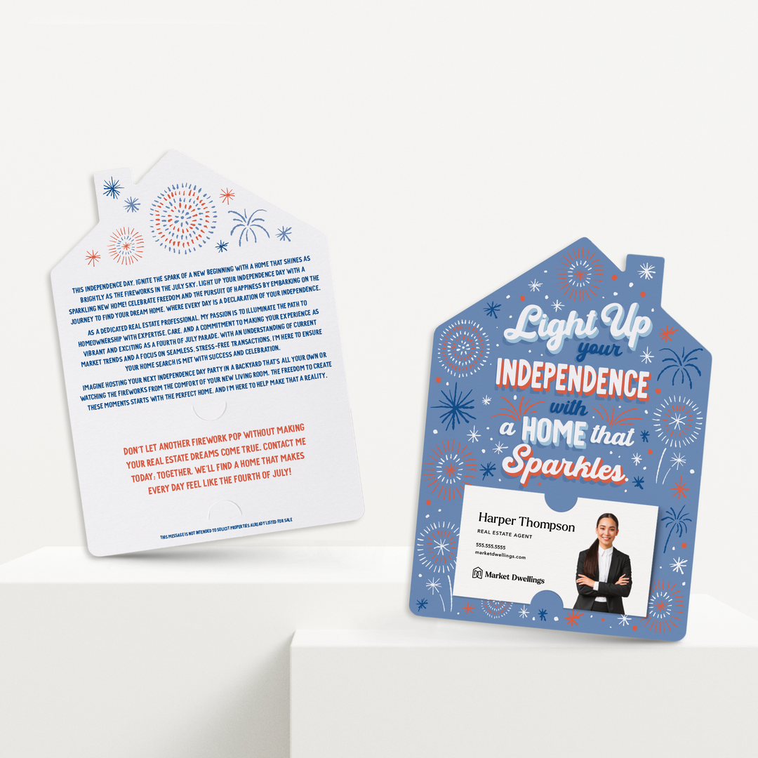 Set of Light Up Your Independence With A Home That Sparkles. | 4th Of July Mailers | Envelopes Included | M279-M001 Mailer Market Dwellings