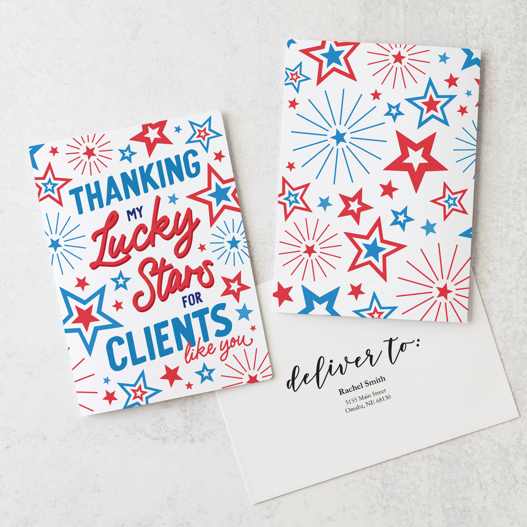 Set of Thanking My Lucky Stars For Clients Like You | 4th Of July Greeting Cards | Envelopes Included | 62-GC001 - Market Dwellings
